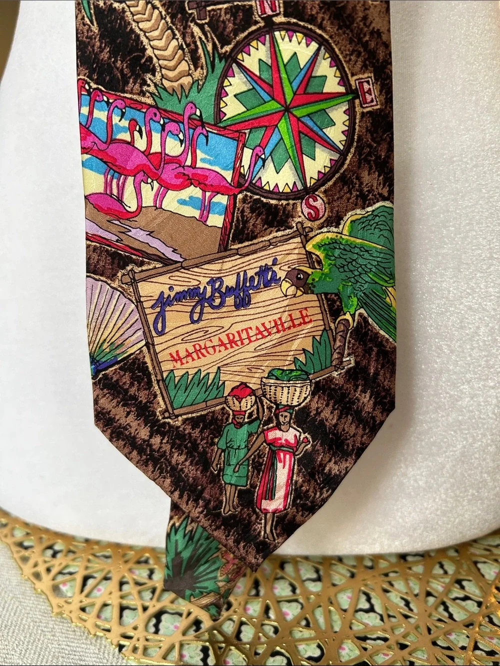Jimmy buffett’s Tropical Print Men's Tie/ 100% silk